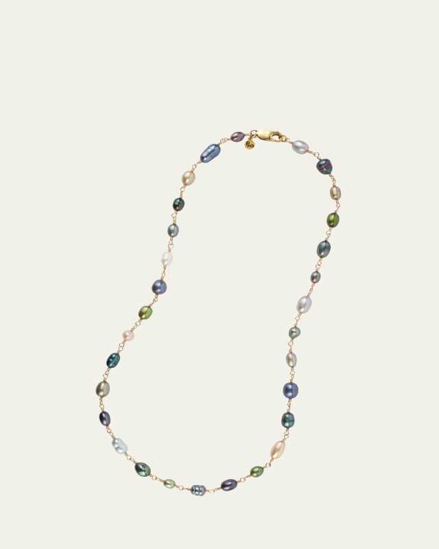 Trail Mix Necklace with Pearls, 18"L